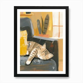Cat Sleeping On Couch 1 Art Print