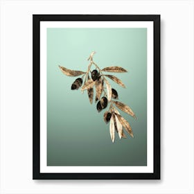 Gold Botanical Olive Tree Branch on Mint Green n.3026 Art Print