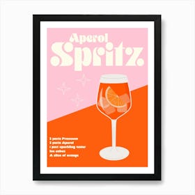 Retro Aperol Spritz Cocktail Art Print