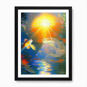 Ochiba Shigure Koi Fish Monet Style Classic Painting Art Print