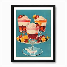 Strawberry Trifle With Jelly Vintage Cookbook Inspired 3 Art Print