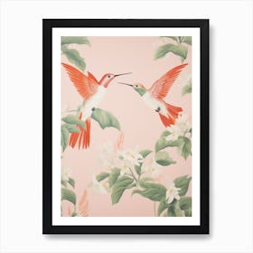 Vintage Japanese Inspired Bird Print Hummingbird 4 Art Print