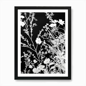 Great Japan Hokusai Black And White Flowers 13 Art Print