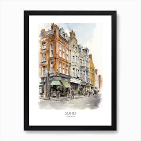 Soho 4 Watercolour Travel Poster Art Print