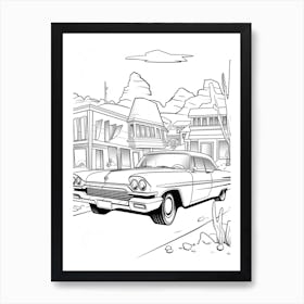 Radiator Springs (Cars) Fantasy Inspired Line Art 2 Art Print