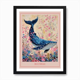 Floral Animal Painting Blue Whale 1 Poster Art Print