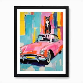 Chevrolet Corvette Vintage Car With A Dog, Matisse Style Painting 0 Art Print