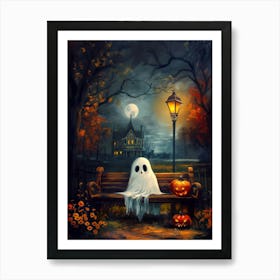 Ghost Sitting On A Bench 7 Art Print