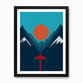 Portillo, Chile Modern Illustration Skiing Poster Art Print