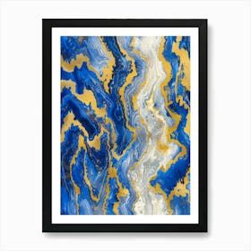 Blue And Gold Abstract Painting 7 Art Print