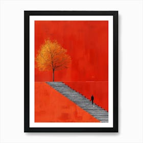 Tree On The Stairs Art Print