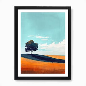 Lone Tree In The Field, Minimalism Art Print