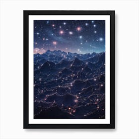 Mountains And Stars Celestial Art Print