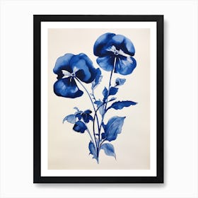 Blue Botanical Wild Pansy 1 Art Print