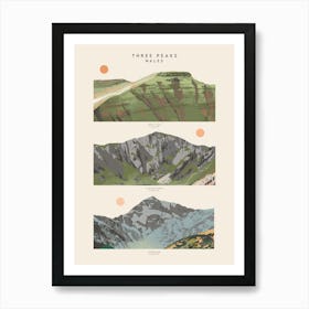 Wales Three Peaks Art Print Art Print
