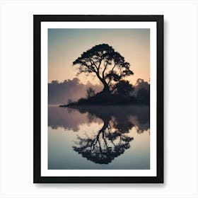 Lone Tree In The Mist Art Print