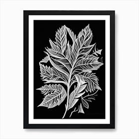 Wild Cherry Bark Leaf Linocut 1 Art Print