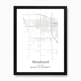 Woodward,United States Minimalist Map Póster