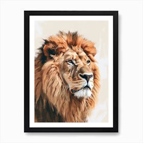 African Lion Portrait Close Up Clipart 2 Art Print