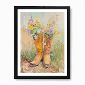 Cowboy Boots And Wildflowers Wild Columbine Art Print