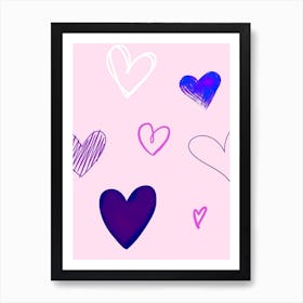 Hearts On A Pink Background Art Print