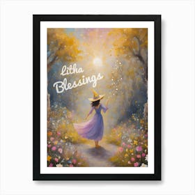 Blessings from a Witch at Litha ~ Fairytale Pagan Art for Wheel of the Year by Sarah Valentine ~ Written Words Version Art Print