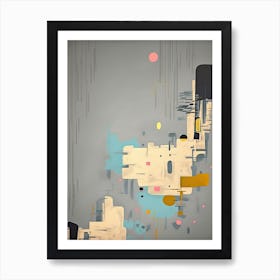 Pink Pop And Grey Painting Abstract Art Print
