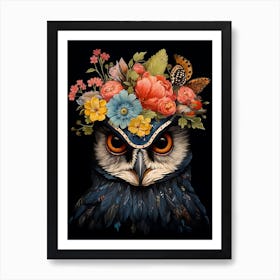 Bird With A Flower Crown Owl 2 Art Print