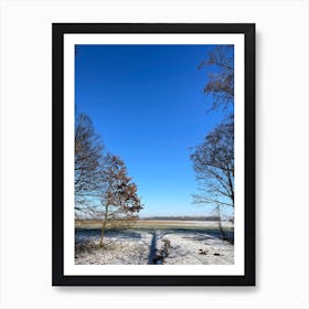 Snowy Field With Trees Art Print