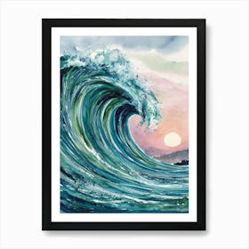 Ocean Wave At Sunset Art Print