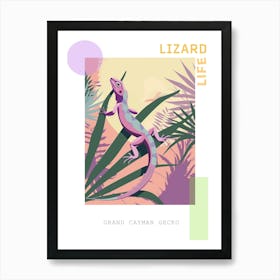 Lilac Grand Cayman Gecko Abstract Modern Illustration Poster Art Print
