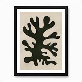 Minimal Black Coral Shape Study Art Print