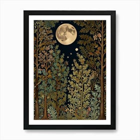 Moonlight In The Forest Style William Morris 1 Art Print