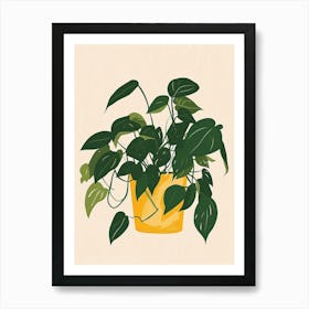 Pothos Plant Minimalist Illustration 7 Art Print