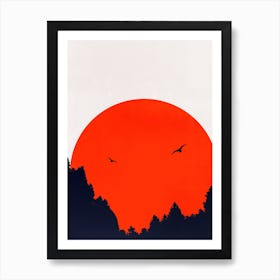 Two Birds Red Art Print