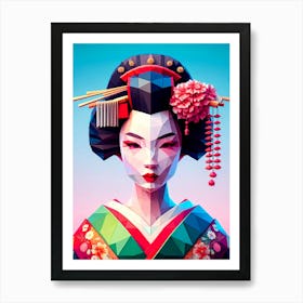 Geisha Paper Origami Style Art Print