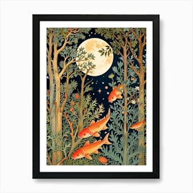 William Morris Fish In The Moonlight Art Print