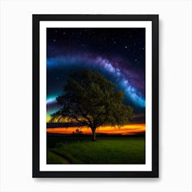 Tree In The Night Sky Art Print