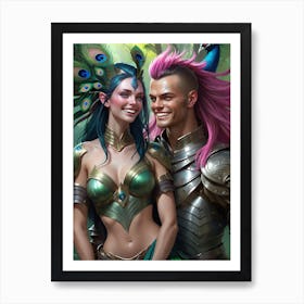 Warrior Couple, laughing Art Print