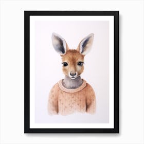 Baby Animal Watercolour Kangaroo 2 Art Print