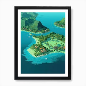 Bora Bora French, Polynesia, Flat Illustration 4 Art Print