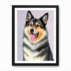 Norwegian Elkhound Watercolour Dog Art Print