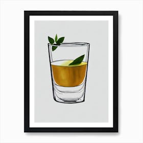 Brandy Alexander Minimal Line Drawing With Watercolour Cocktail Poster Art Print