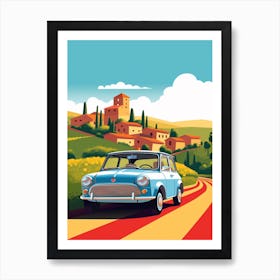 A Mini Cooper In The Tuscany Italy Illustration 4 Art Print