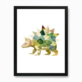 Baby Allosaurus Stegosaurus Watercolour Illustration 1 Art Print