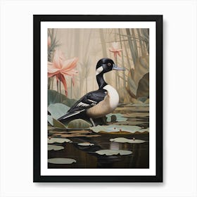 Dark And Moody Botanical Bufflehead Art Print