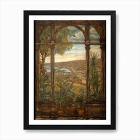 A Window View Of San Francisco In The Style Of Art Nouveau 1 Art Print