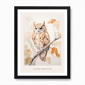 Vintage Bird Drawing Eastern Screech Owl 1 Poster Art Print