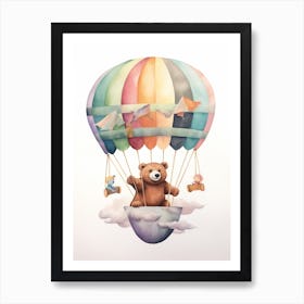 Baby Bear 6 In A Hot Air Balloon Art Print
