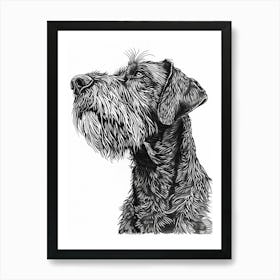 Hairy Dog Line Sketch 3 Art Print